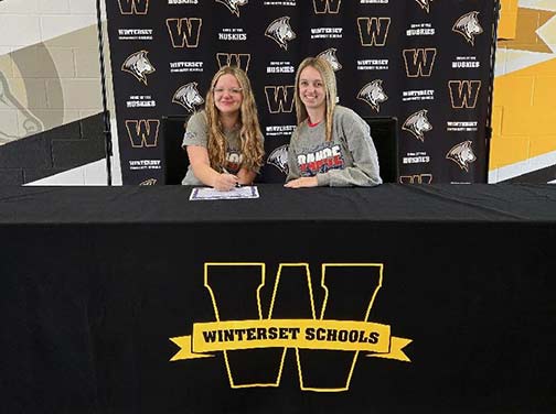 PICTURED: (L to R): Cloe Guion and Paige Russo, Southwestern head dance coach