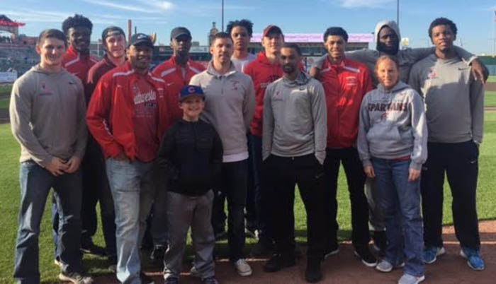 Team and coaches at I-Cubs game