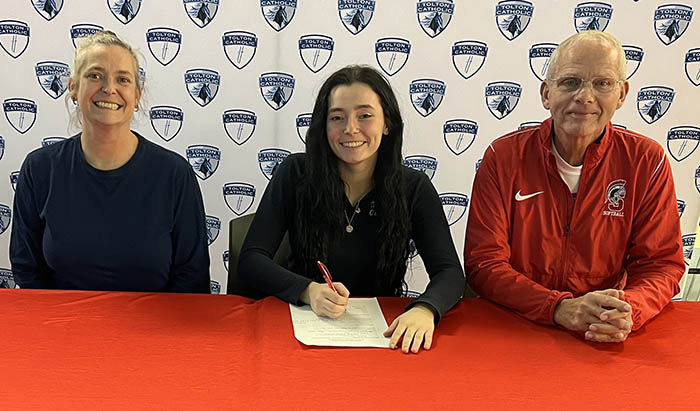 IN PHOTO (L to R): Heather Keller, Haley&rsquo;s mother; Haley Keller; and Danny Jensen, Southwestern head softball coach.