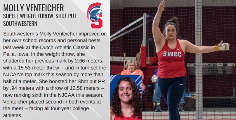 Venteicher Opens Up Indoor Season As AOTW